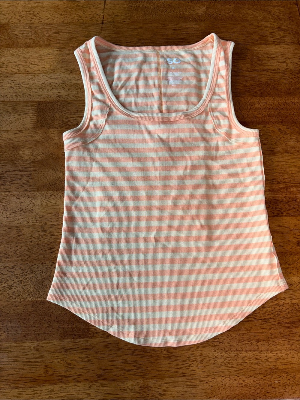 SO Women’s Peach and White Striped Tank Top